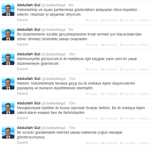 Cumhurbaşkanı Gül İnternet yasasıyla ilgili kararını Twitter'dan açıkladı!