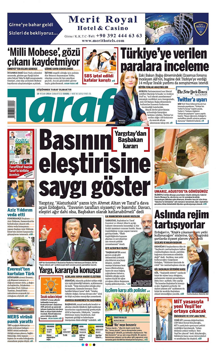 Yargıtay'ın Taraf ve Ahmet Altan kararı gazeteye manşet oldu